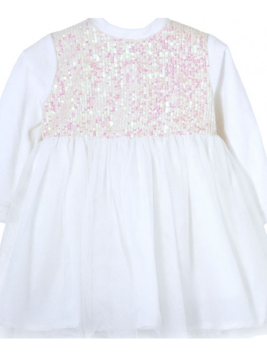 Children's Dress Long Sleeve Velvet White