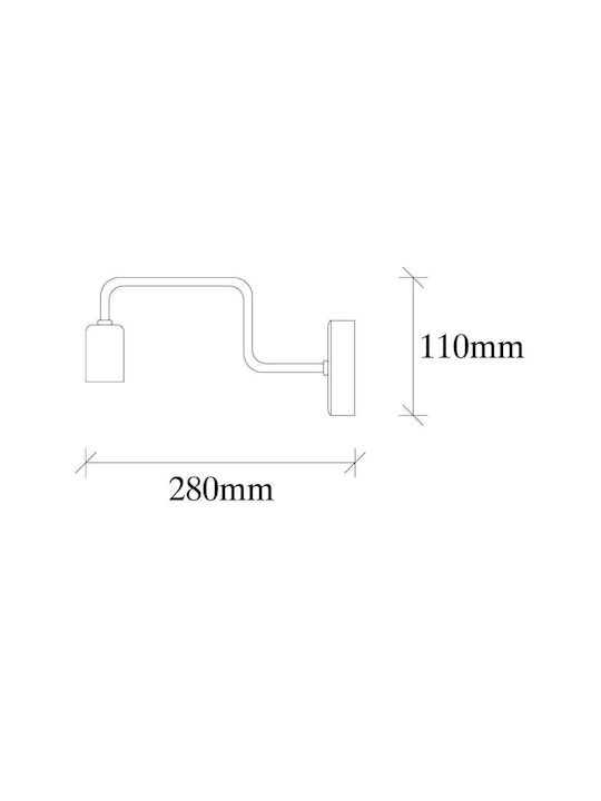 Opviq Modern Wall Lamp with E27 Socket Black 11x4cm