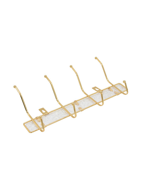 Metal Wall Hanger with 8 Slots 33x5.5x16 cm Gold Acrylic Keskor 51339