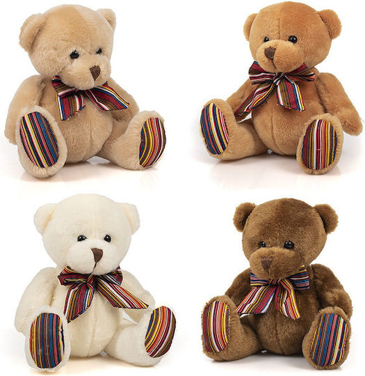 Fun World Plush Bear With Striped Bow 14 cm (Various Designs) 1pc