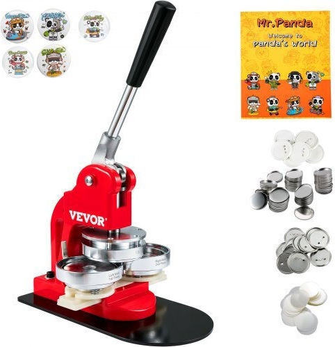 Mașină de fabricat insigne Vevor 58 mm 500 buc & Cutter & Carte Magică Bjskxz58mm5004e24v0
