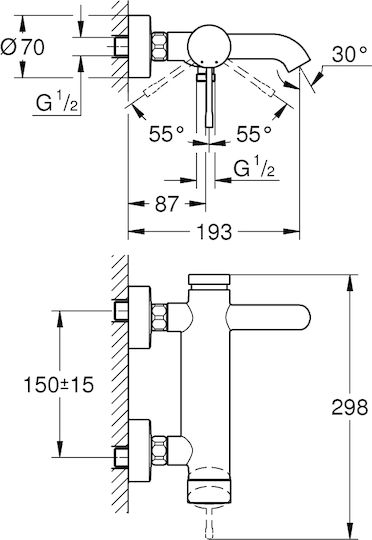 Grohe Μίκτης Μπαταρίας Εντοιχισμού για Ντουζιέρα Χρυσός 4005176712494