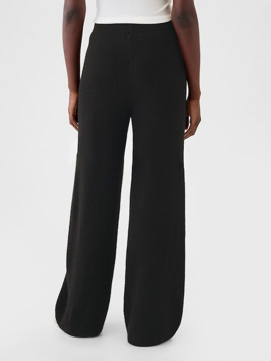 Women's Fabric Trousers with Elastic Black