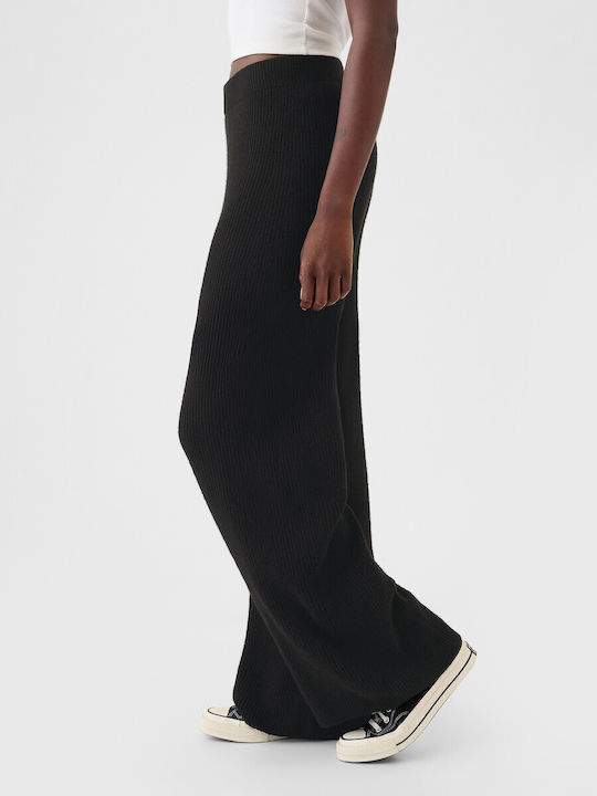Women's Fabric Trousers with Elastic Black