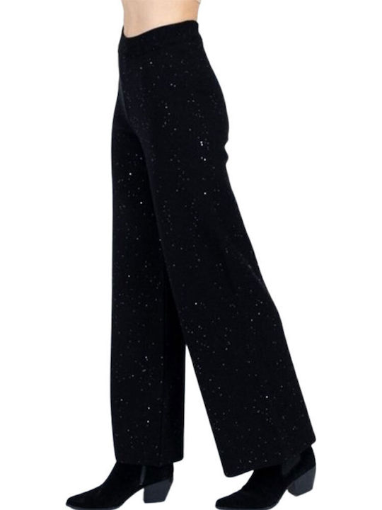Damen Stoff Hose Black mit Pailletten