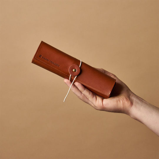 Paper Republic Le Porte Plume Leather Pen Case for 1 Pen in Tabac Brown Color