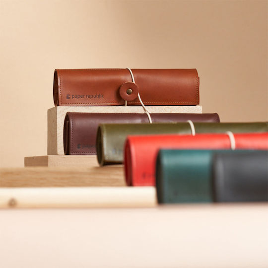Paper Republic Le Porte Plume Leather Pen Case for 1 Pen in Tabac Brown Color