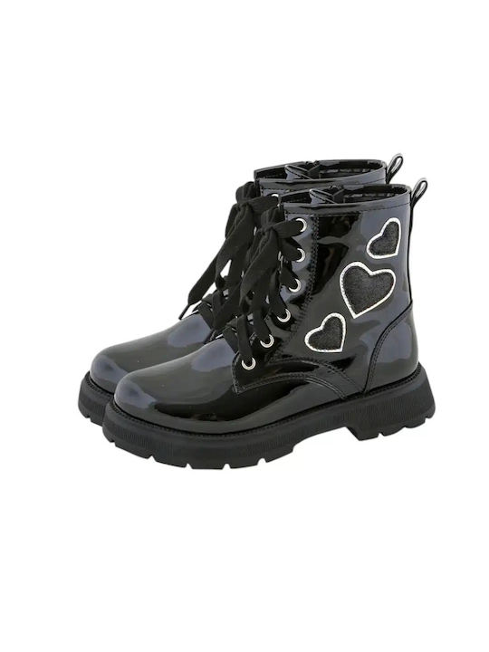 SmartKids Kids Patent Leather Boots Black