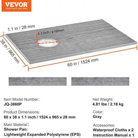 Vevor Ceramic Shower 152.4x96.5cm