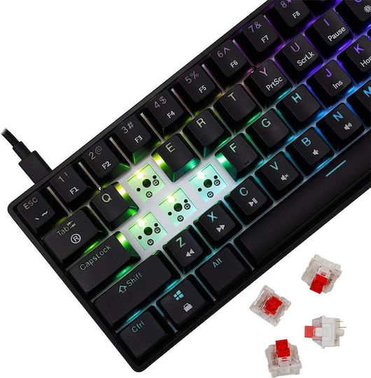 White Shark Shinobi 2 Gaming Mechanical Keyboard 60% with Custom Red switches and RGB lighting (English US)
