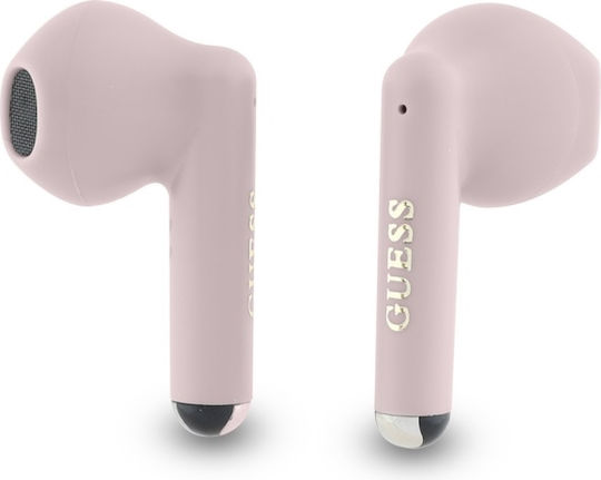 Guess Printed Classic Logo Earbud Bluetooth Handsfree Earphones with Charging Case Pink