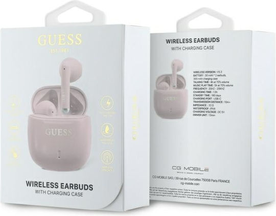 Guess Printed Classic Logo Ohrstöpsel Bluetooth-Freisprecheinrichtung Kopfhörer mit Ladeetui Rosa