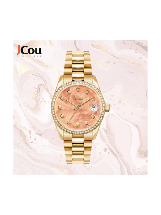 Jcou Gliss Watch with Gold Metal Bracelet