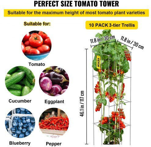 Vevor Tomato Cages 10pcs Steel PVC Coating Plants Vegetables Fxkzdfqzz1246au8wv0