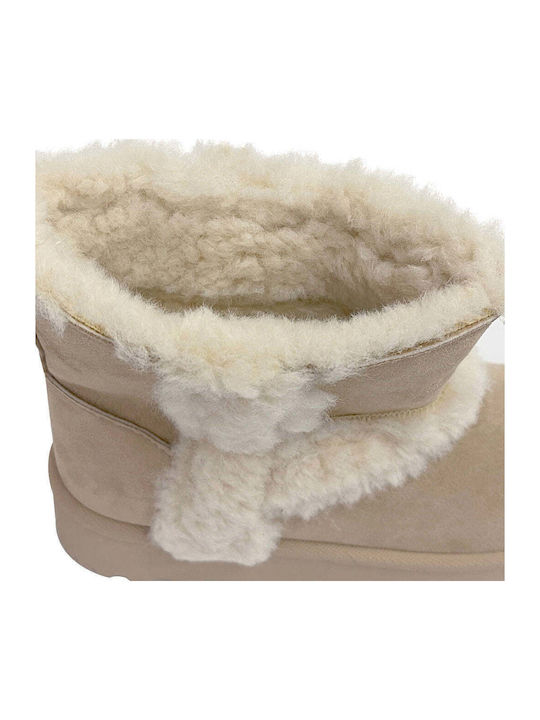Stiefeletten Damen mit Pelz Beige
