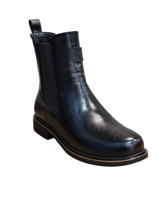 Leder Stiefeletten Damen Schwarz