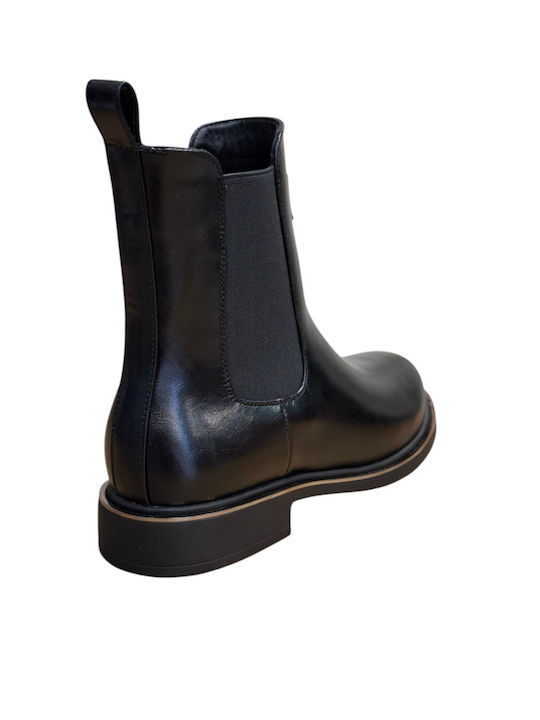 Leder Stiefeletten Damen Schwarz