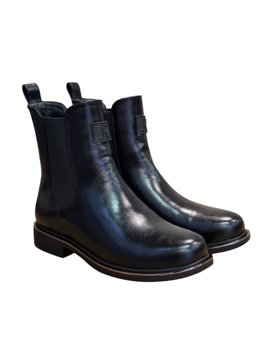Leder Stiefeletten Damen Schwarz