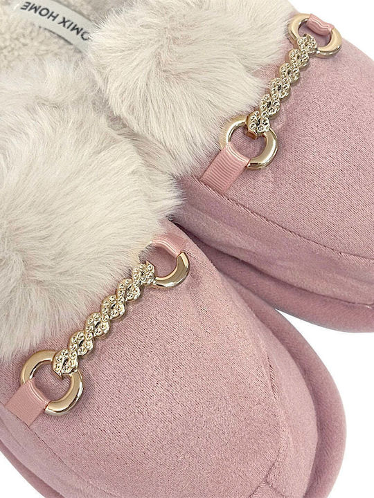 Winter Damen Hausschuhe mit Fell Rosa