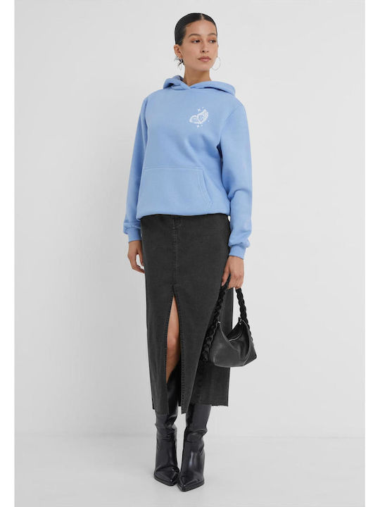 Γυναικείο Φούτερ με Κουκούλα Powder Blue