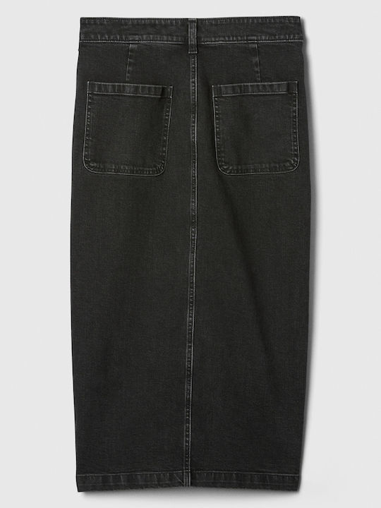 Denim Bleistift Midi Rock Black Wash