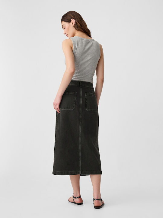 Denim Bleistift Midi Rock Black Wash