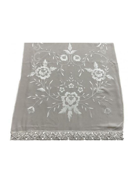 Linea Home Runner Din Mătase cu Broderie Jasmine Ecru 50x150cm