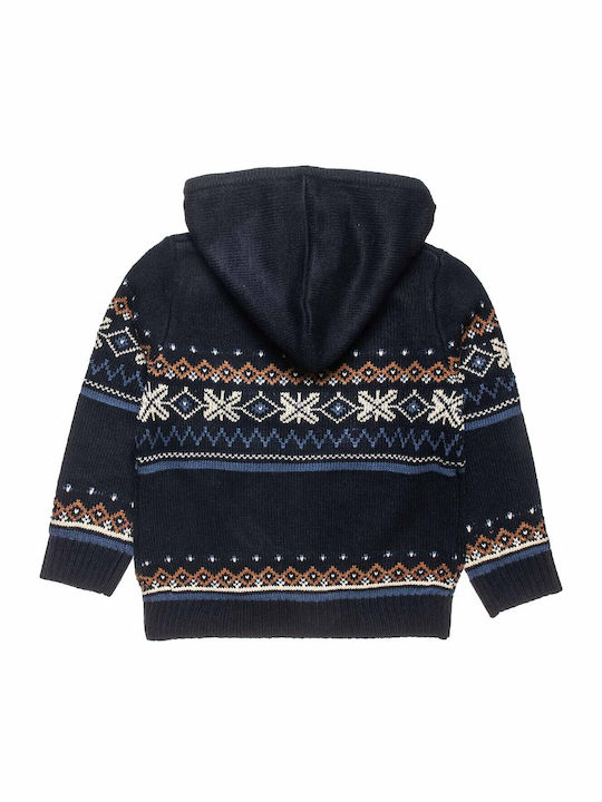 Kids Cardigan Knitted with Hood Navy Blue