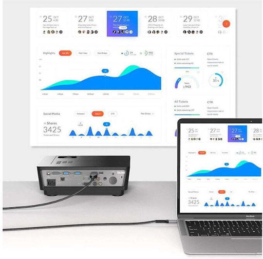 UmiDigi Type-c HDTV 4K Ultra HD Кабел HDMI Мъжки - USB-C Мъжки 2м Черен