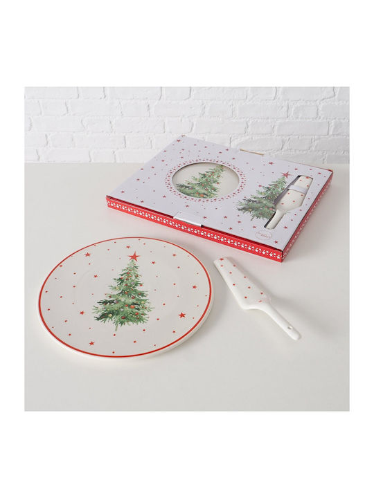 MSA Set Weihnachtliche Platten Porzellan Weiß D30cm. 2Stück