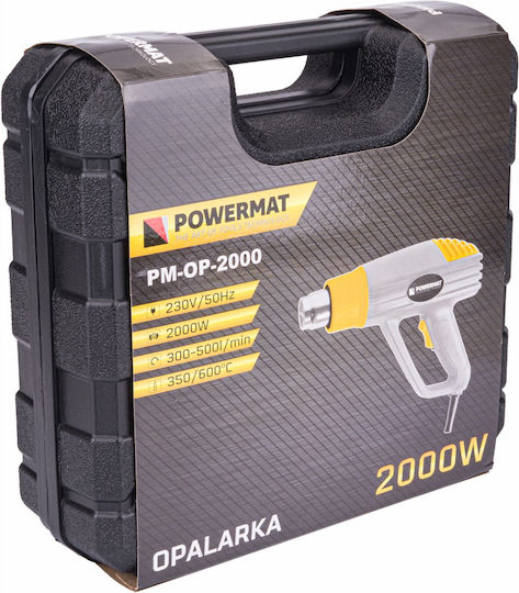 Powermat Πιστόλι Θερμού Αέρα 2000W με Ρύθμιση Θερμοκρασίας εως και 600°C