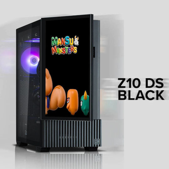 Zalman Z10 DS Gaming Midi-Turm Computergehäuse mit Seitenfenster Schwarz