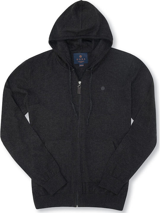 Men's Knitted Cardigan with Hood Anthracite