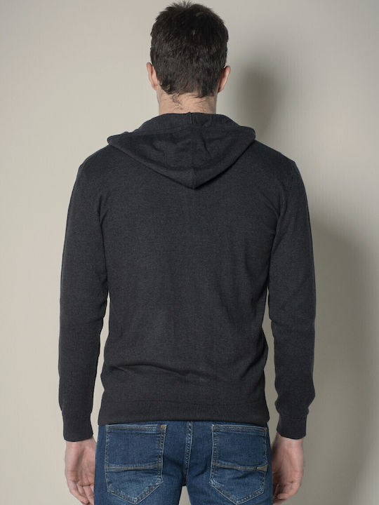 Men's Knitted Cardigan with Hood Anthracite