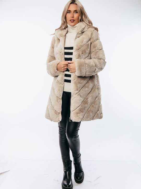 Women's Short Fur Beige