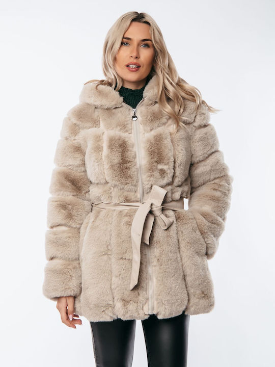 Women's Short Fur Beige