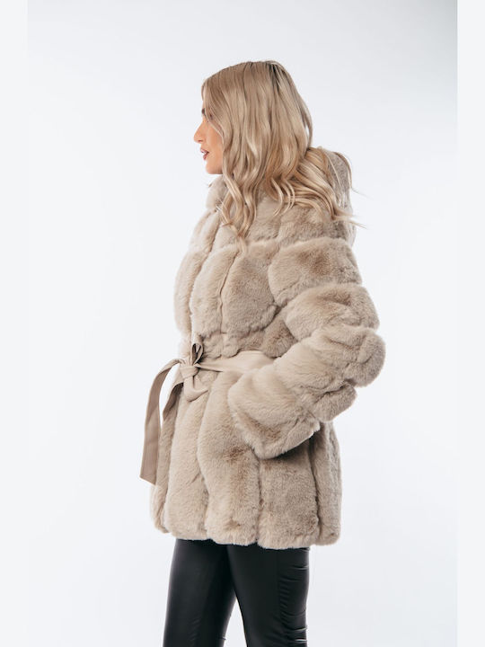 Women's Short Fur Beige