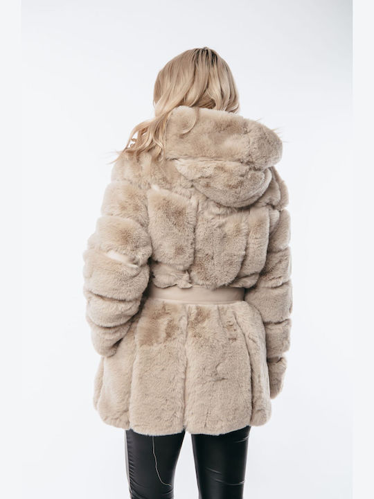 Women's Short Fur Beige