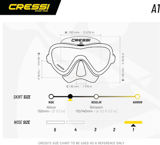 CressiSub A1 Diving Mask Silicone Yellow