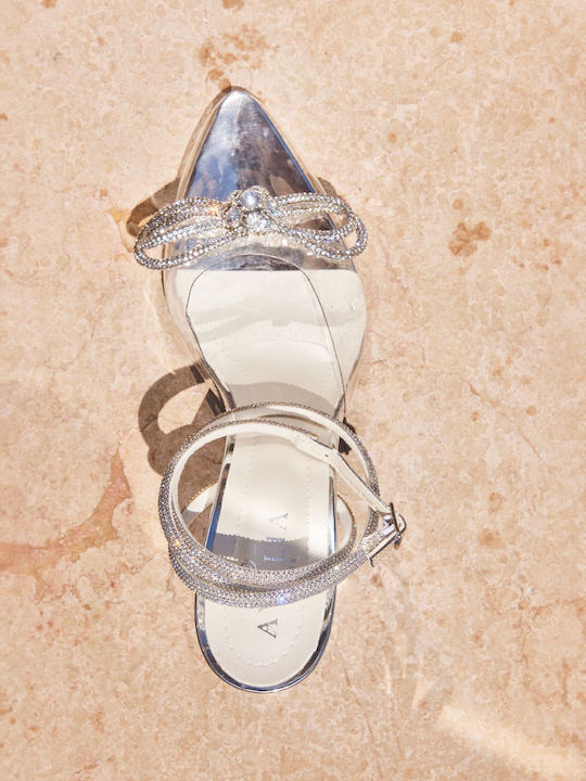 Silver High Heels with Strap Genesis