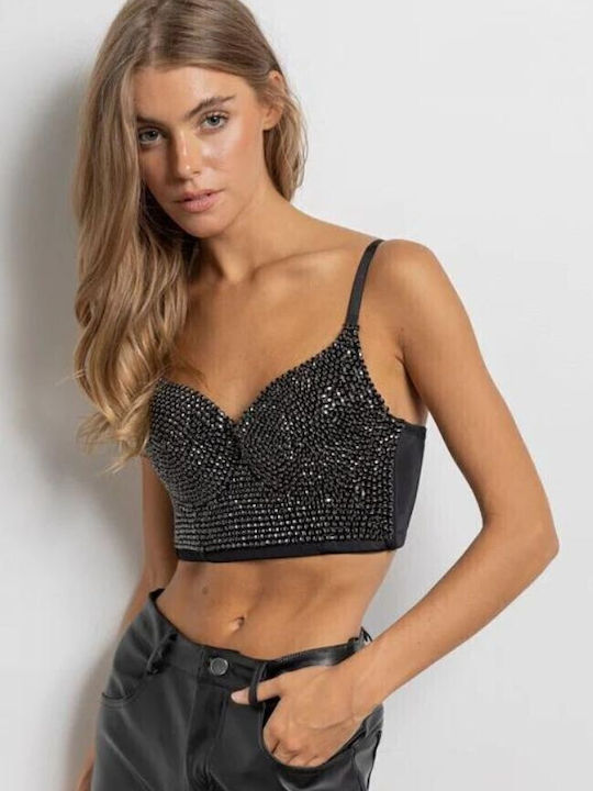 Damen Crop Top Black