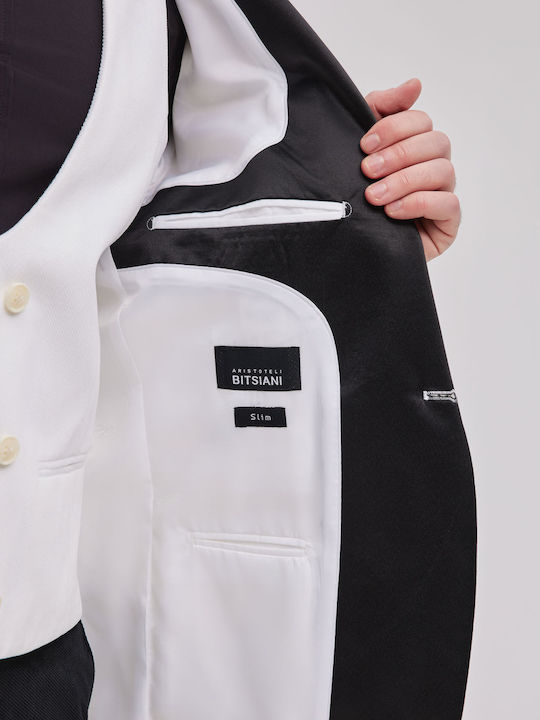 Men's Winter Suit Jacket Slim Fit White