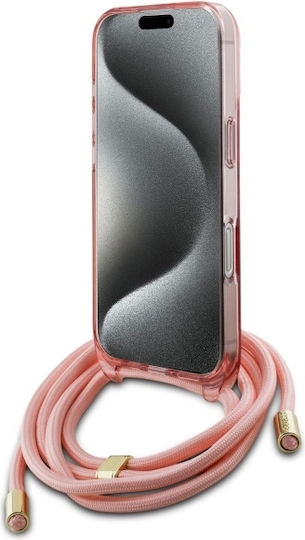 Guess Crossbody Cord Script Magsafe Umschlag Rückseite Kunststoff mit Band Rosa (iPhone 17 Pro / iPhone 16 Pro)