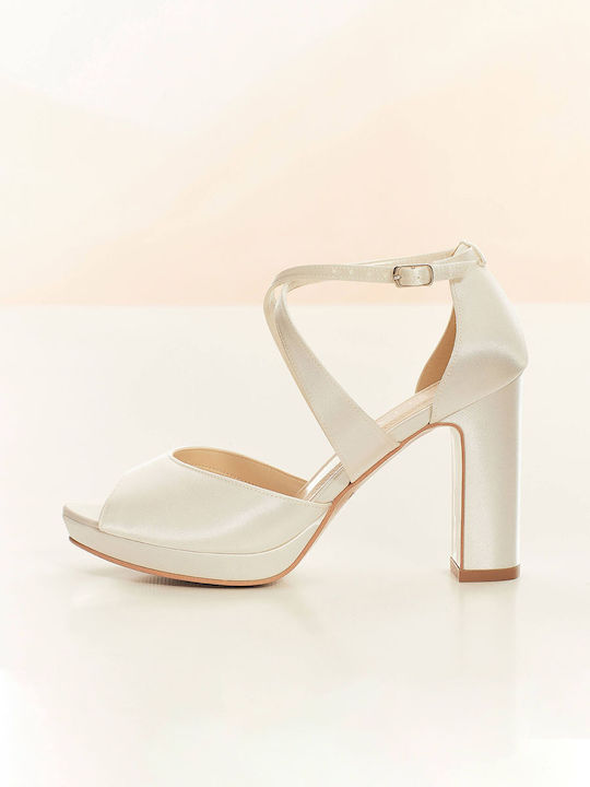 Bianco Evento Platform Fabric Women's Sandals Ivory Coast with High Heel