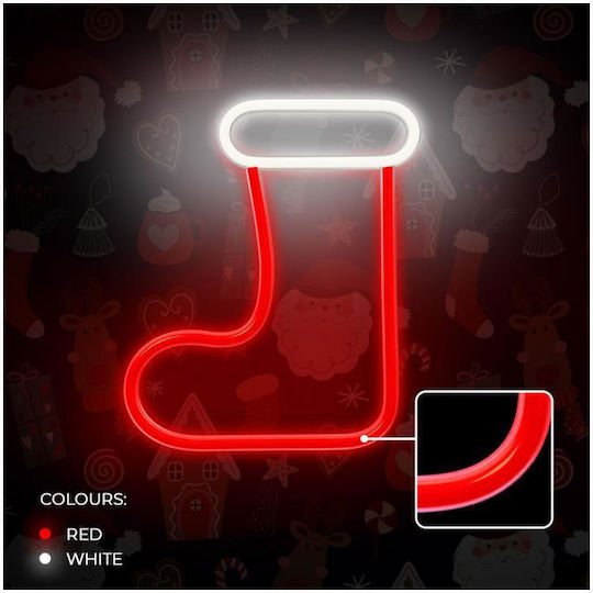Neon Kactus Illuminated Christmas Plastic Figure Boot White Height 24cm 3pcs