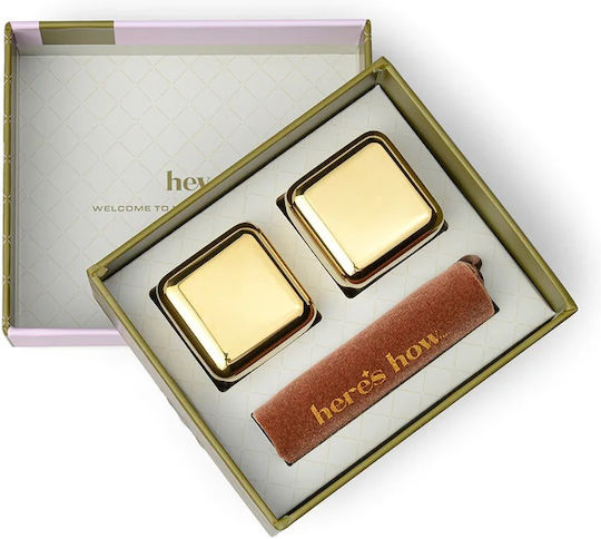 Σετ Παγάκια Ανοξείδωτο Ατσάλι Χρυσό Jupiter Coctail Chillers Gold Hhc113