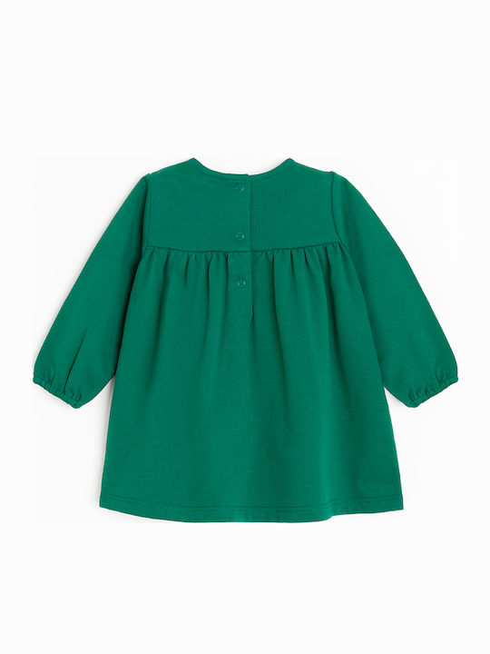 Children's Dress Long Sleeve Set with Tights Green