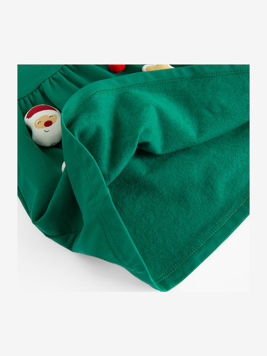 Children's Dress Long Sleeve Set with Tights Green