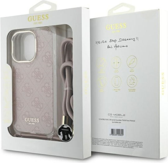 Guess Umschlag Rückseite Kunststoff mit Band Rosa (iPhone 17 Pro Max / iPhone 17 Pro / iPhone 16 Pro Max)