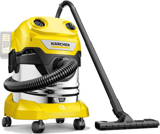 Karcher WD 4-18 S Dual V-20/22 Rechargeable Vacuum Wet / Dry Without Charger and Battery with Stainless Bin 20lt